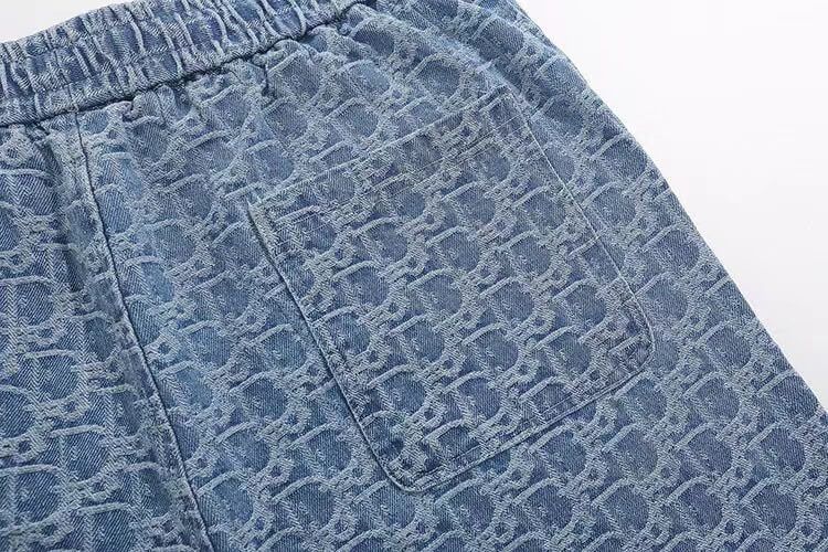 All-Over Letter Denim Shorts