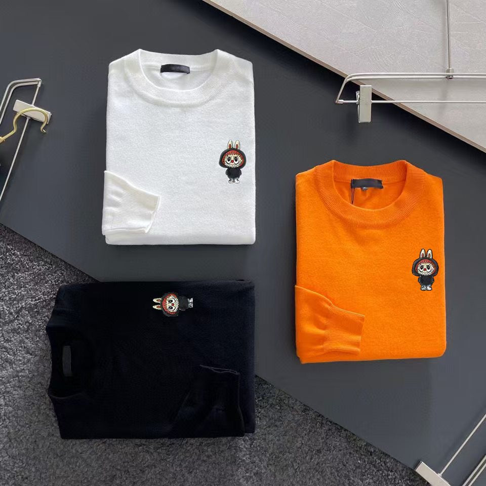 New embroidered round neck sweater
