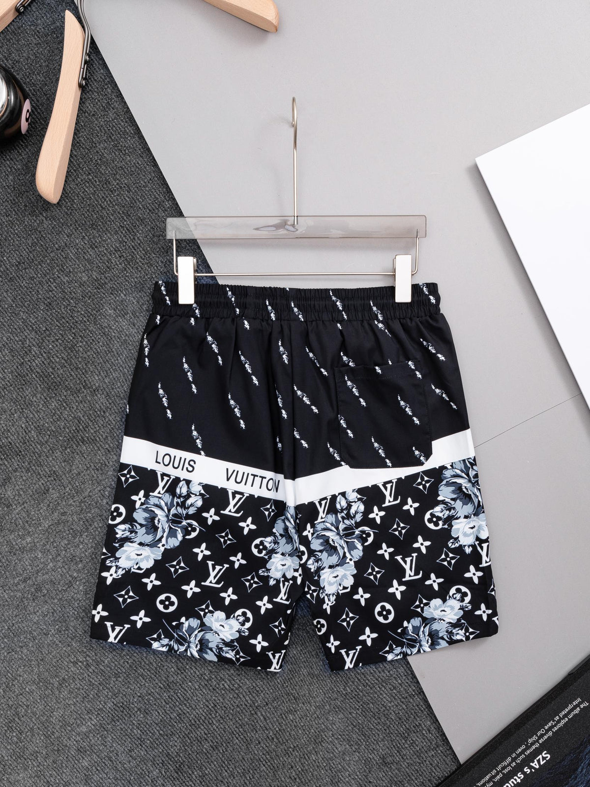 Straight striped spliced beach shorts