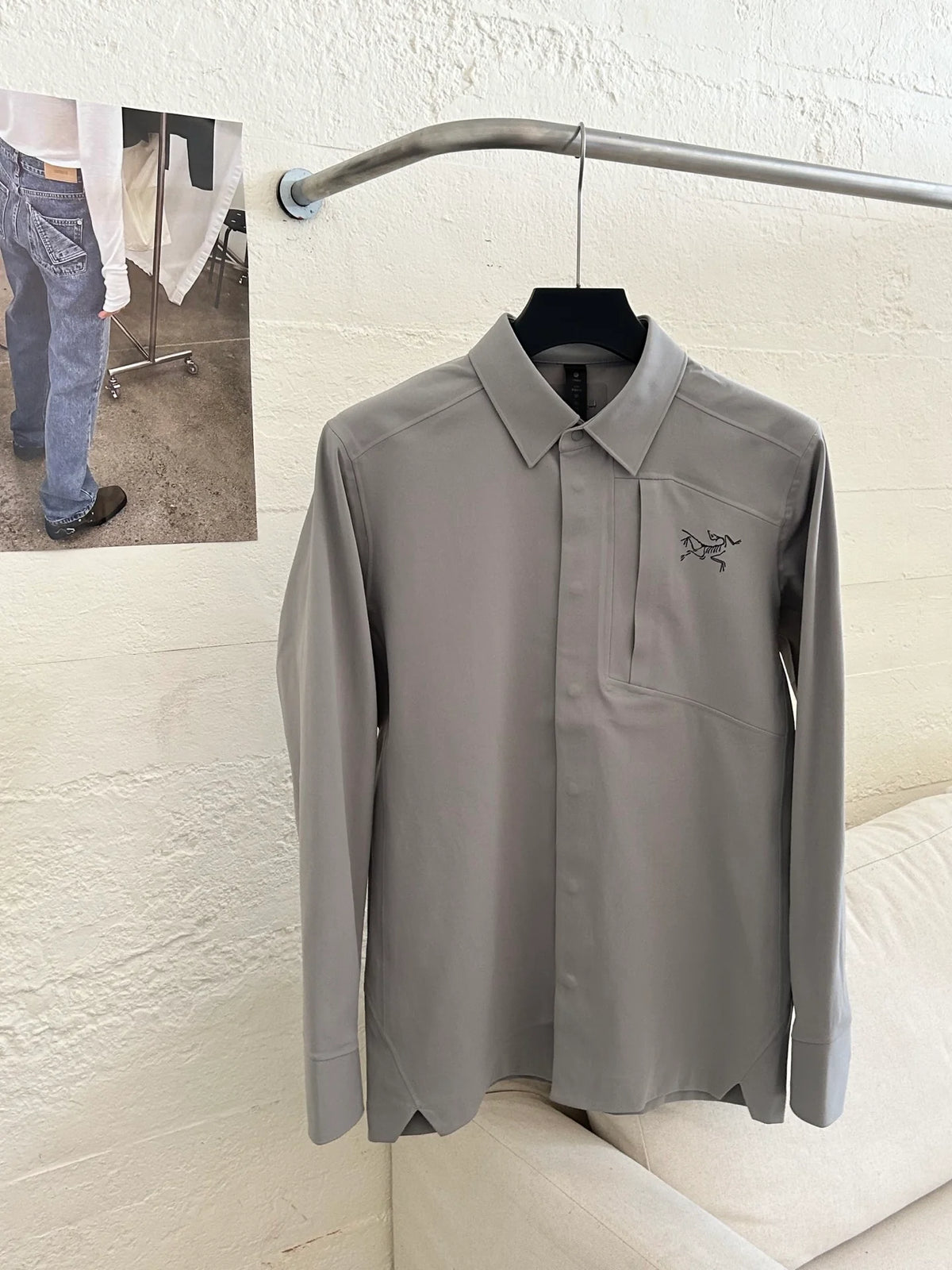 Autumn new men's outdoor long sleeved heat sealed lapel shirt