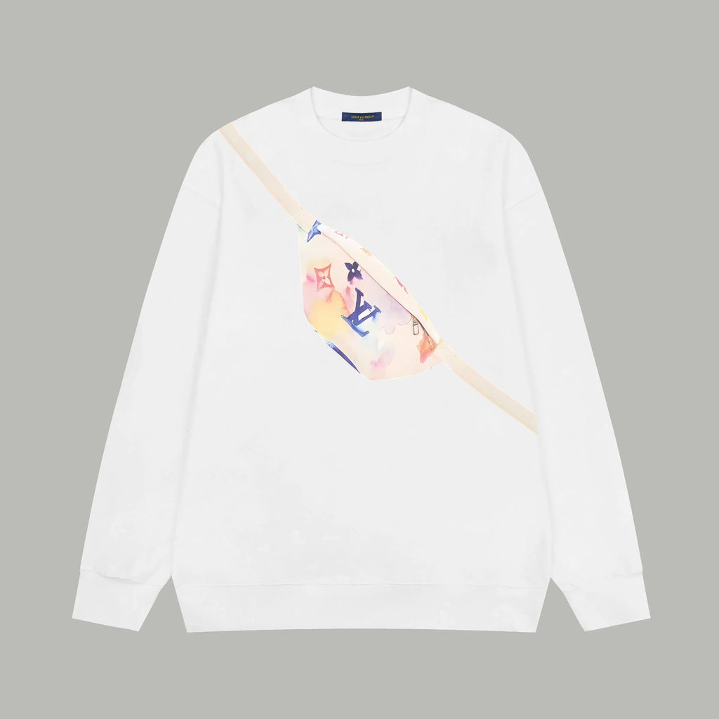 Printed looped long sleeved hoodie