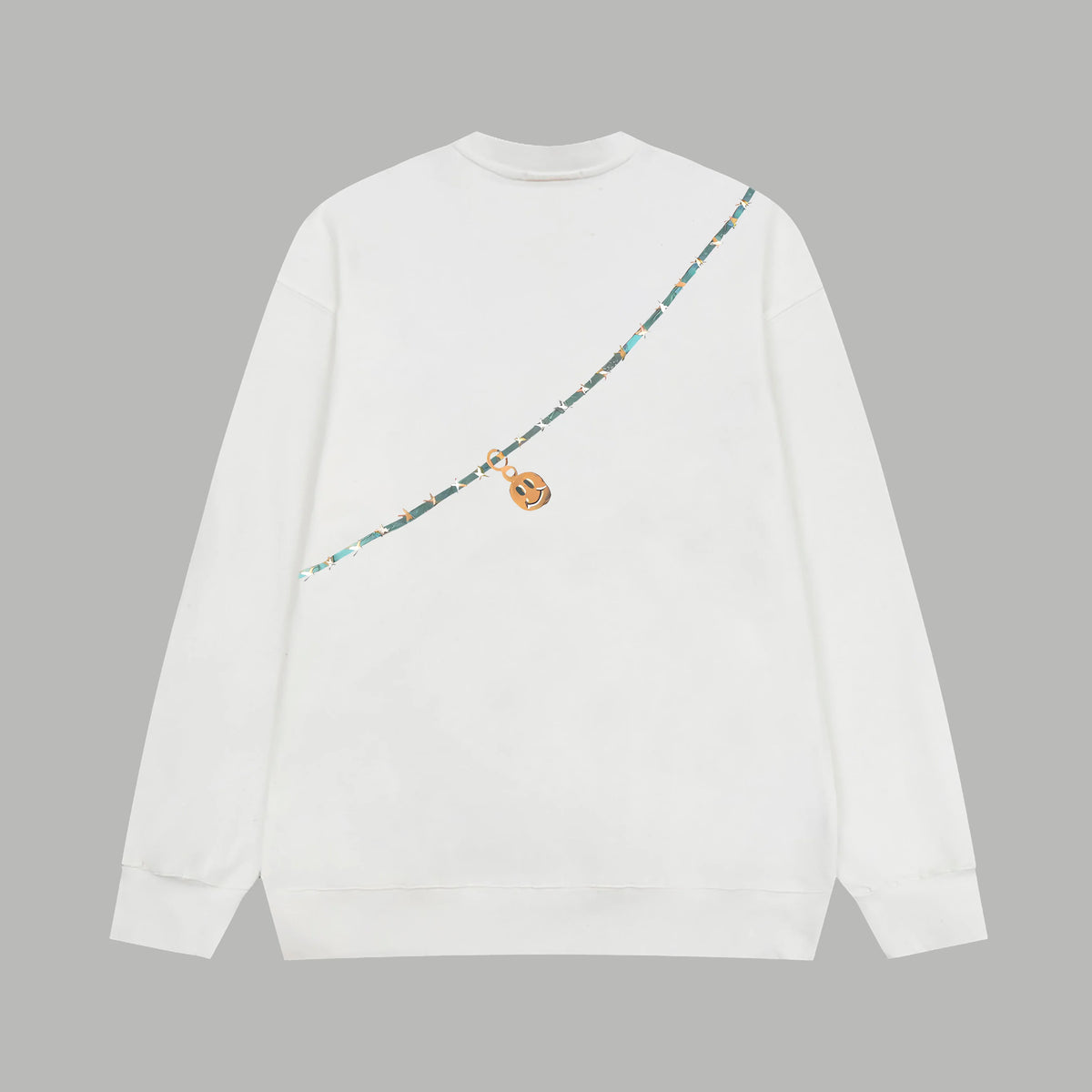 Printed looped long sleeved hoodie
