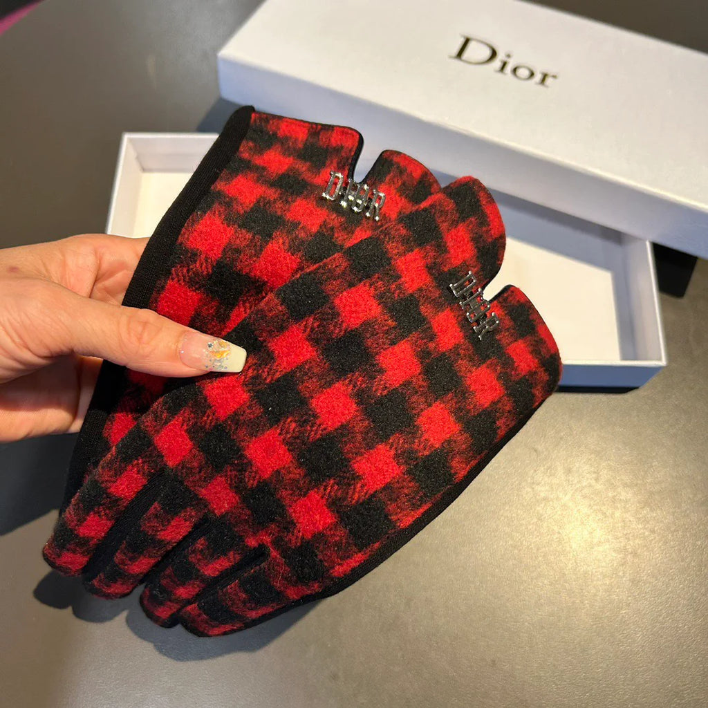 Thousand bird grid wool gloves