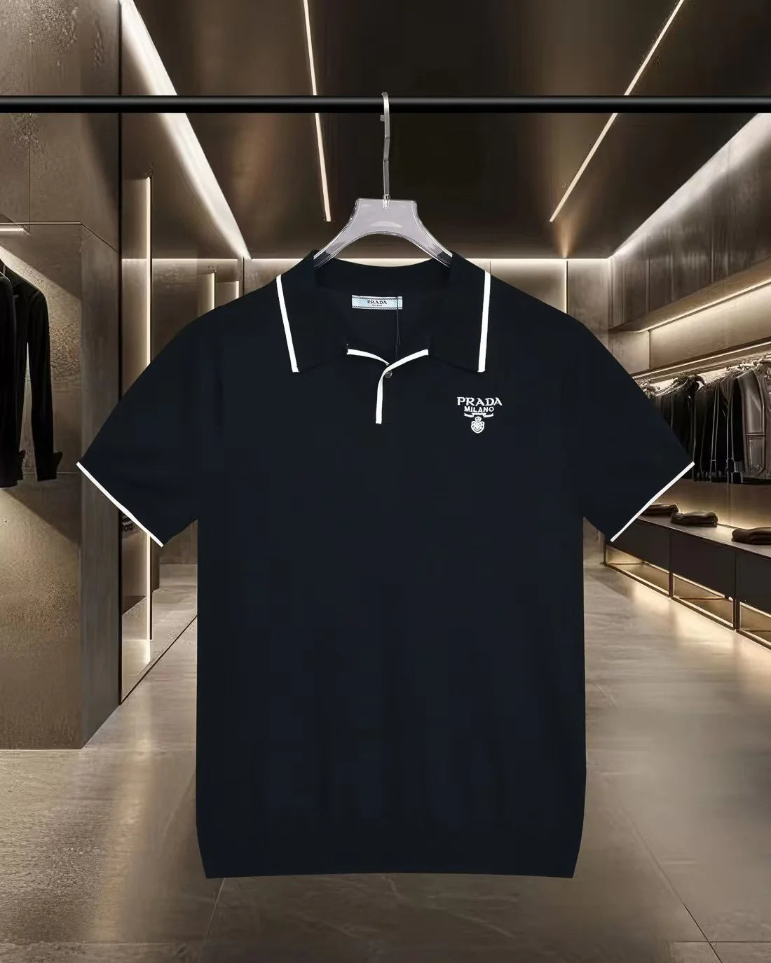 New embroidered knitted short sleeved polo shirt