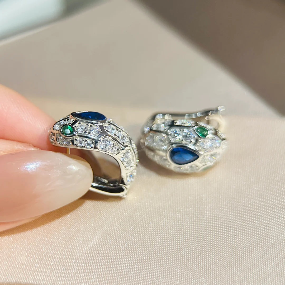 Silver snake patterned earrings