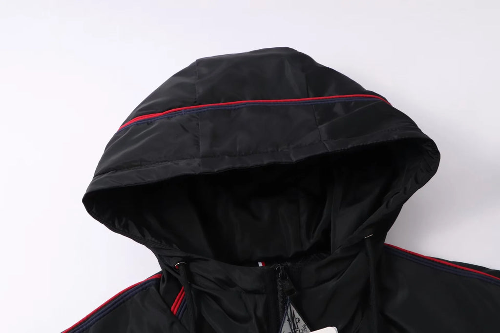 New ribbon splicing hooded jacket
