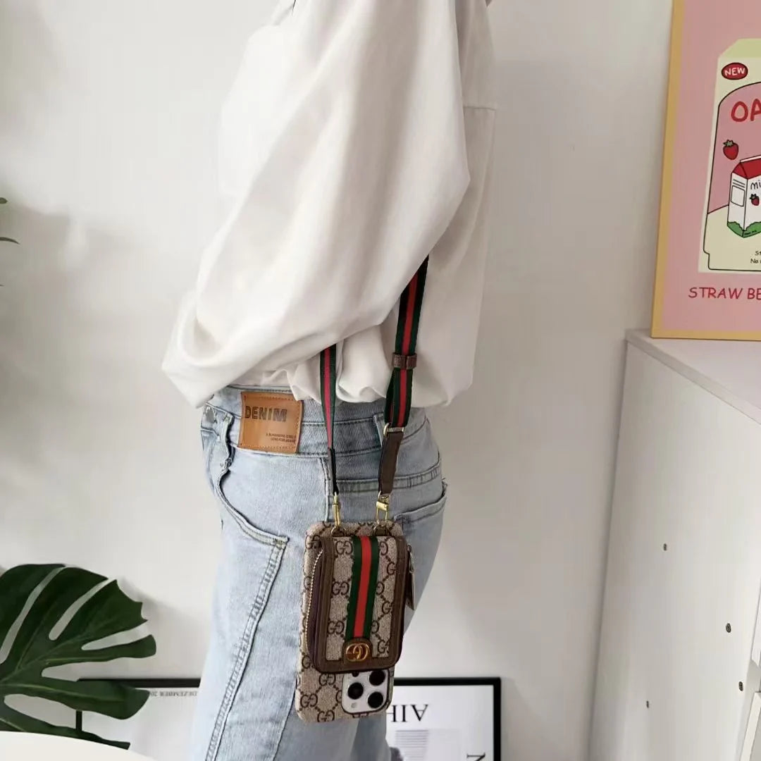 Zipper horizontal and vertical card case phone case