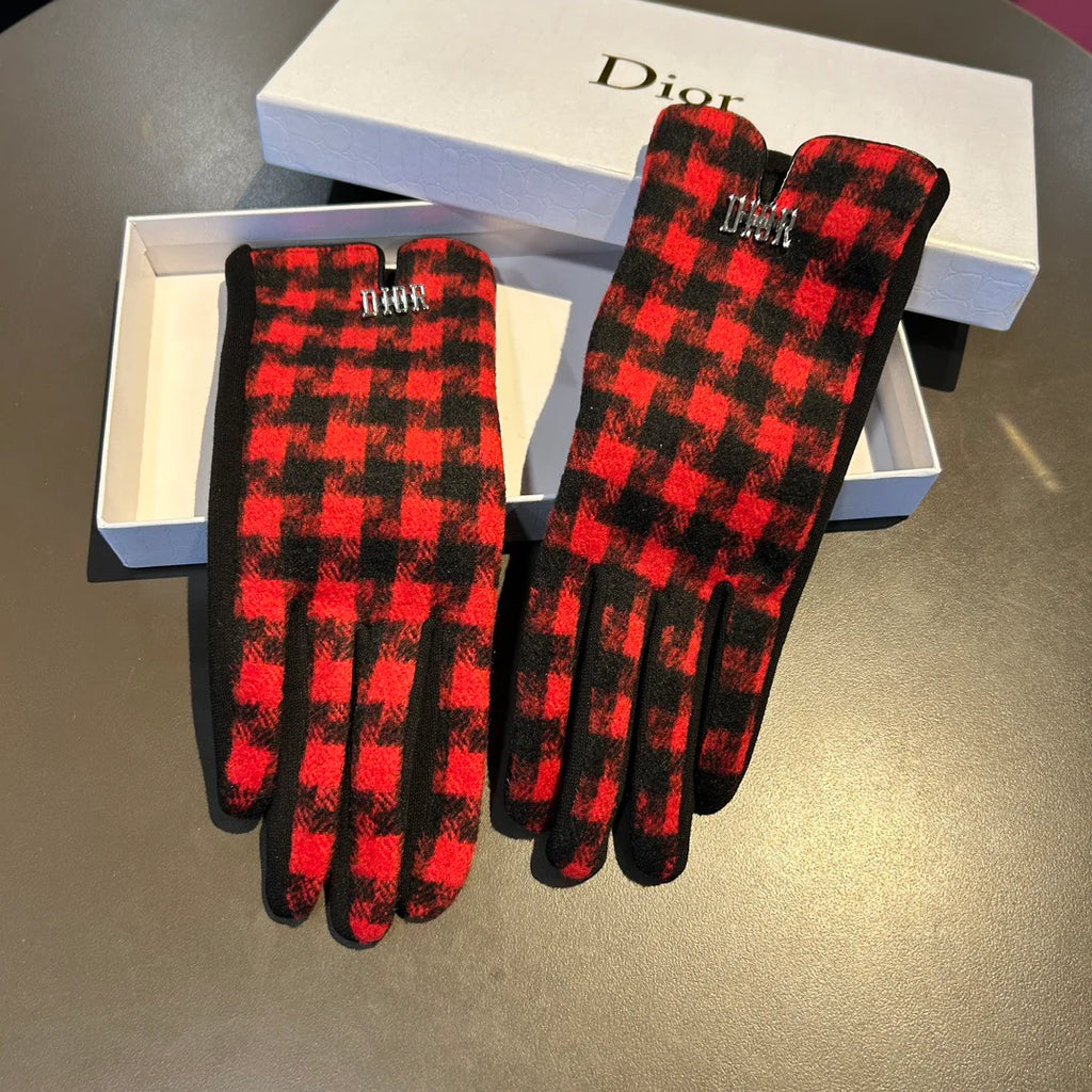 Thousand bird grid wool gloves