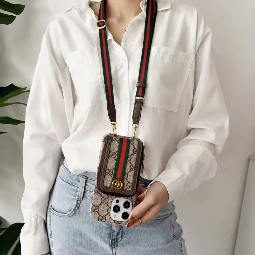 Zipper horizontal and vertical card case phone case