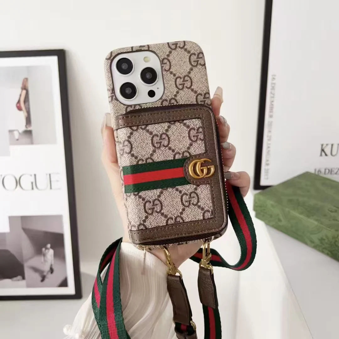Zipper horizontal and vertical card case phone case