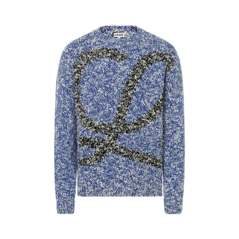 Round neck classic jacquard large logo sweater