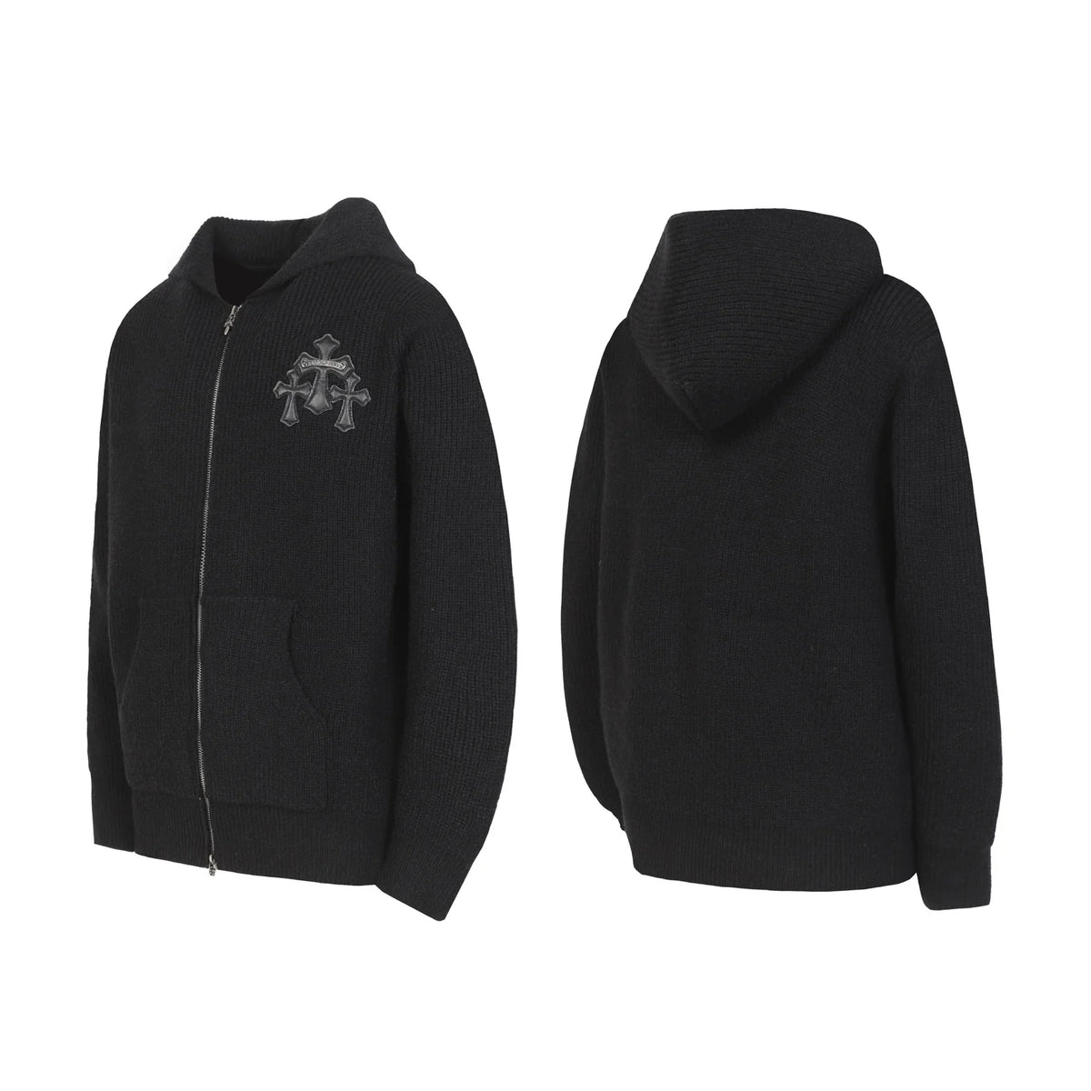 Sanskrit leather embroidery cardigan zipper knitted sweater