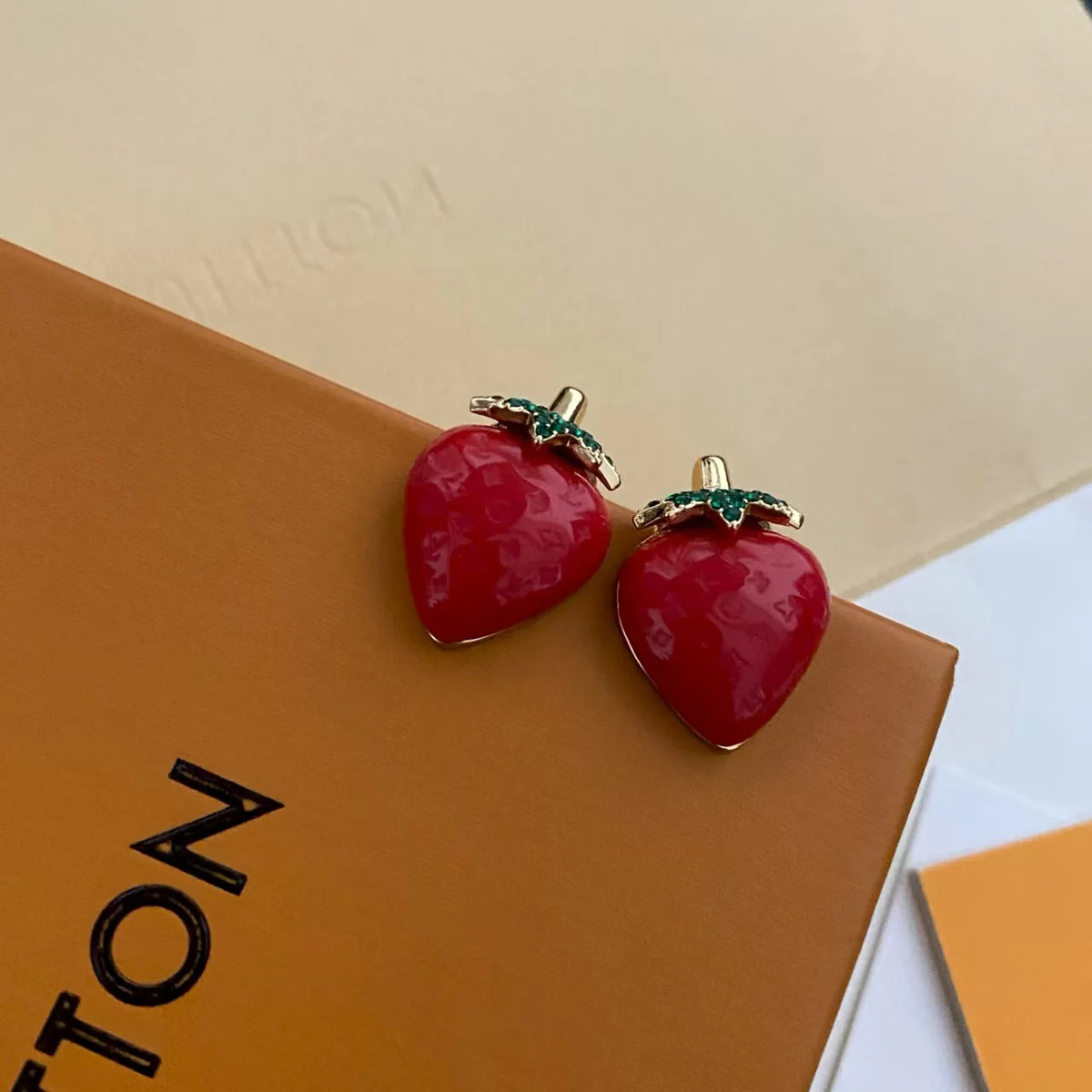 Strawberry ear studs