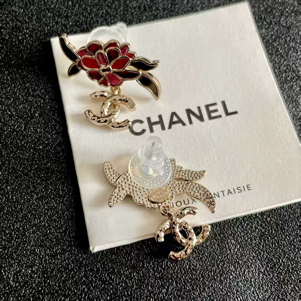 New Red Flower Ear Nails