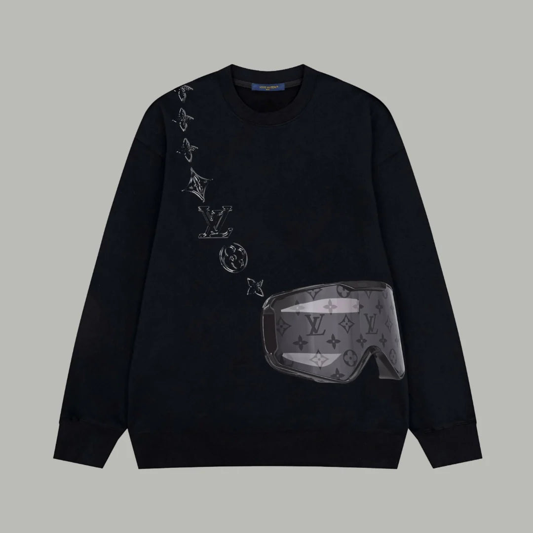 Printed looped long sleeved hoodie