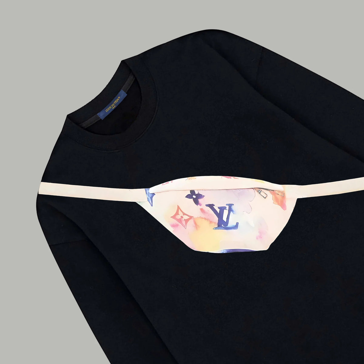 Printed looped long sleeved hoodie