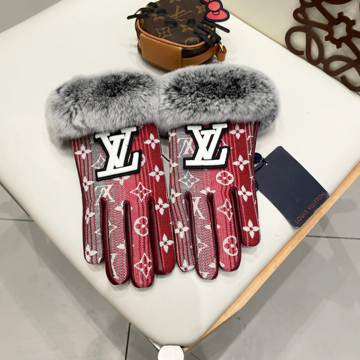 Gradient Lazy Rabbit Hair New Product Cloth with Leather Gloves