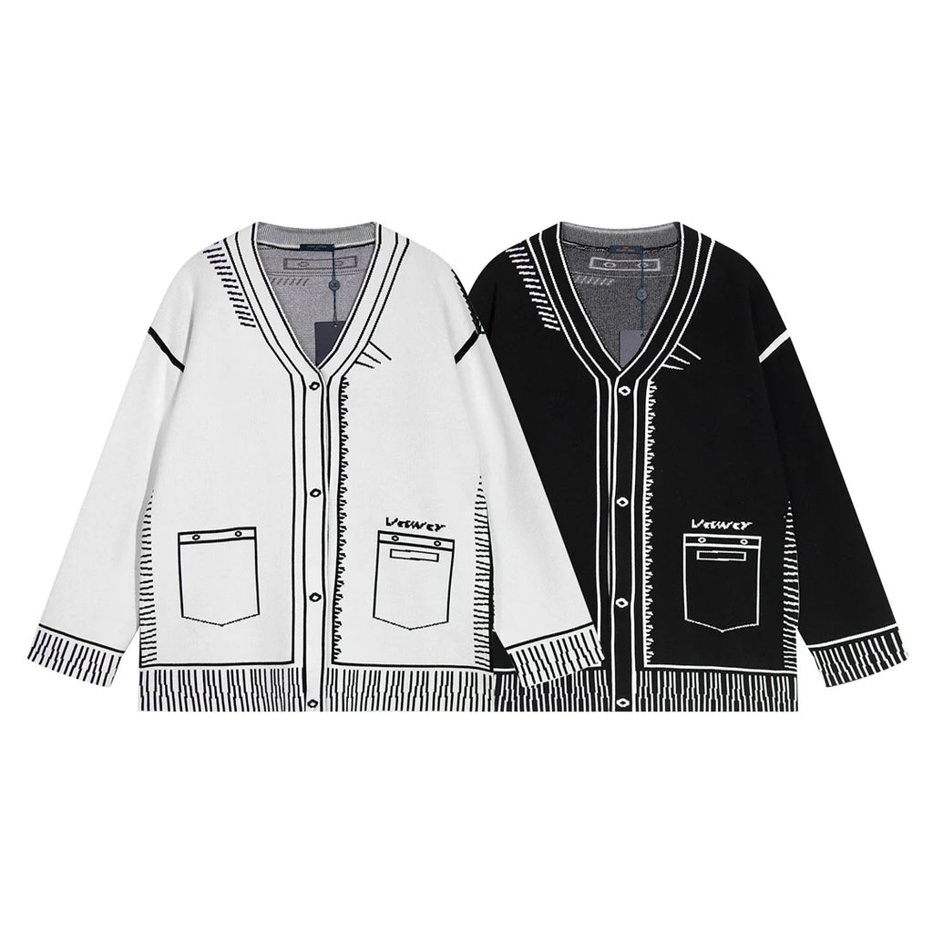 Autumn and winter graffiti wool sweater jacket