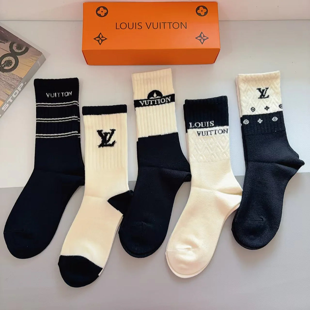 New letter rabbit velvet long tube socks