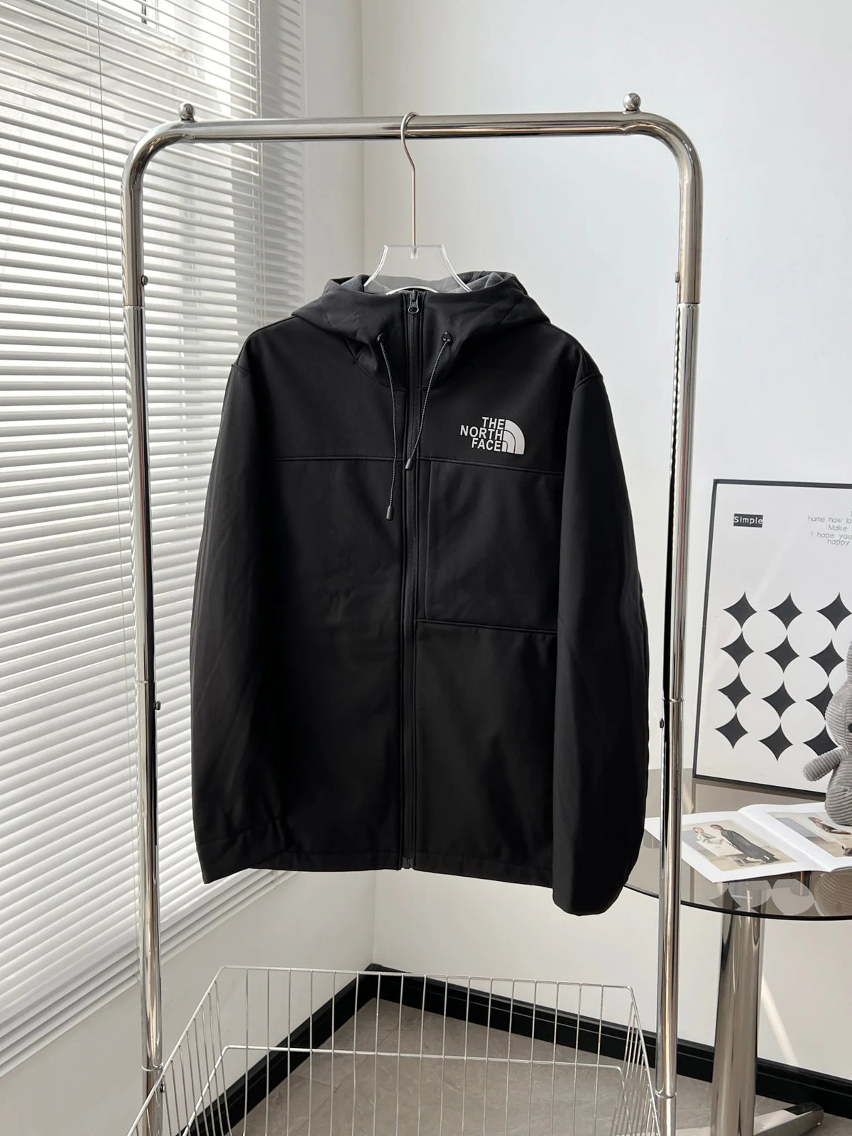 North side jacket, outdoor color blocked soft shell hooded fleece jacket