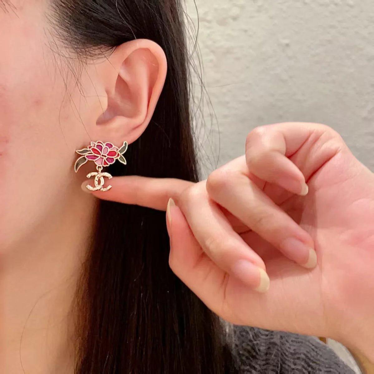 New Red Flower Ear Nails