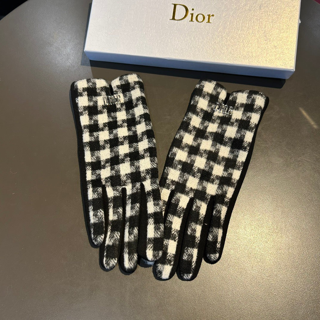Thousand bird grid wool gloves