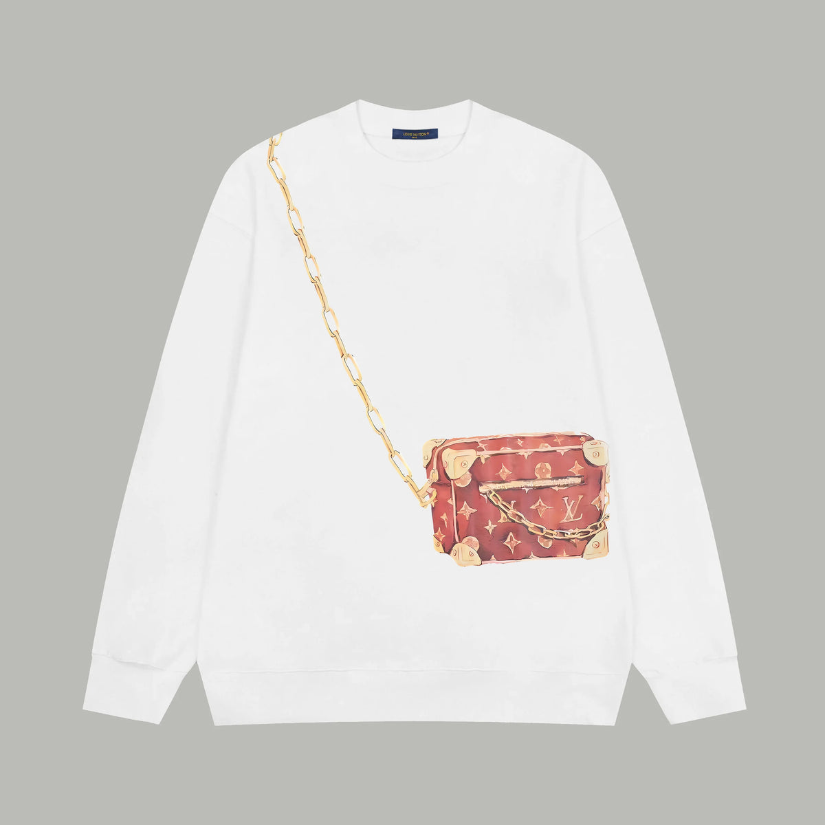 Printed looped long sleeved hoodie
