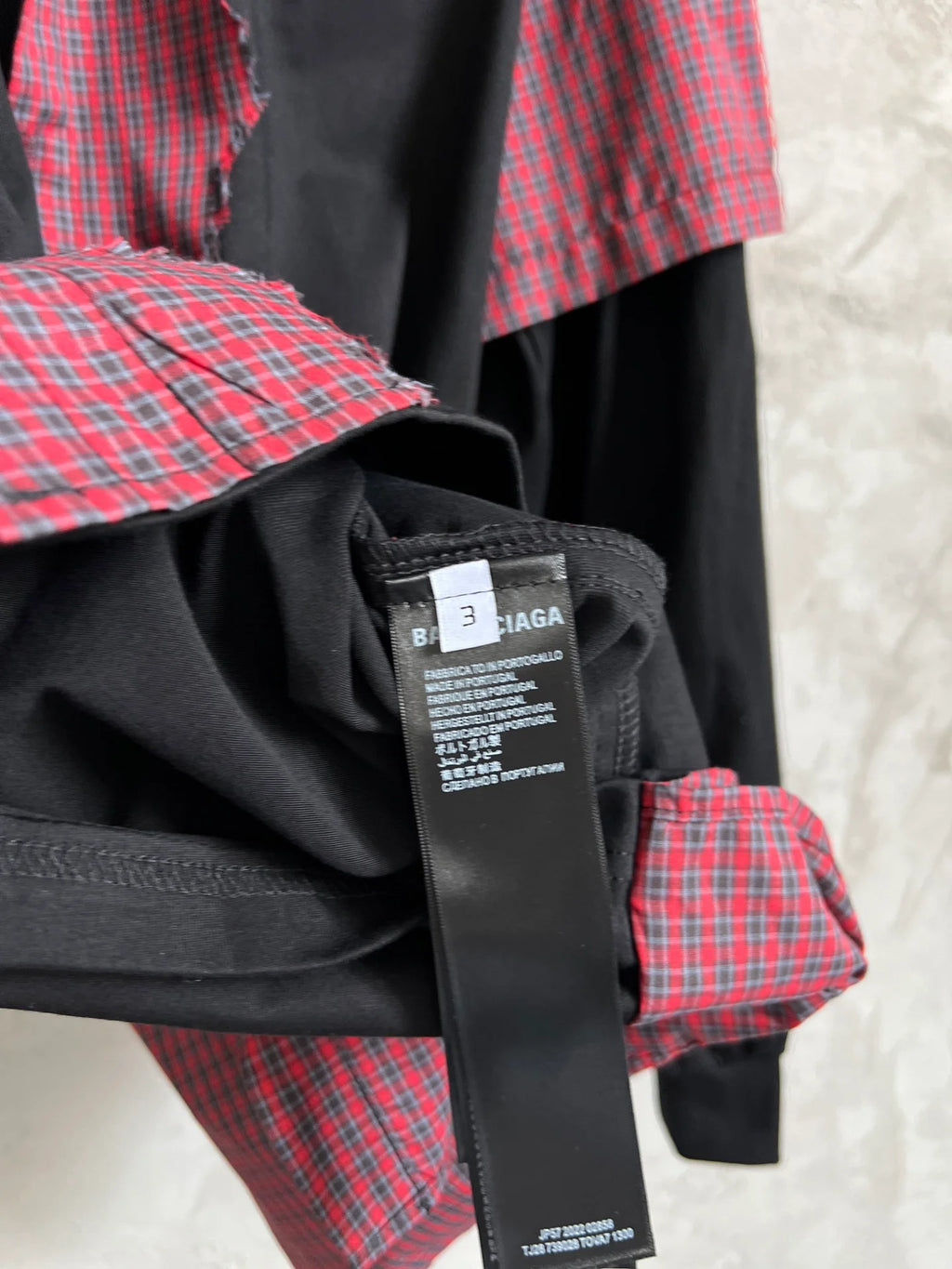 New fake two-piece checkered shirt with spliced long sleeves