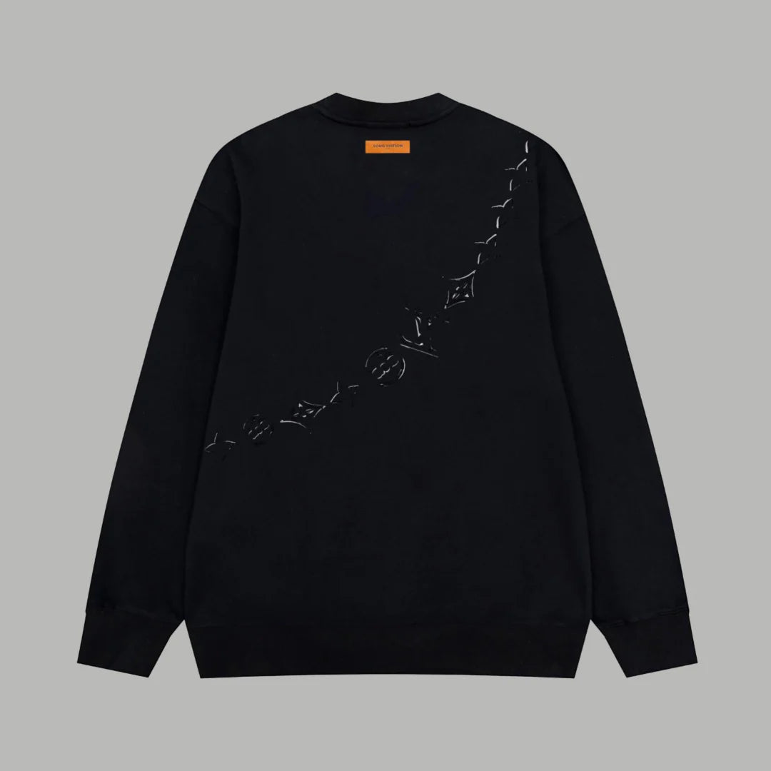 Printed looped long sleeved hoodie