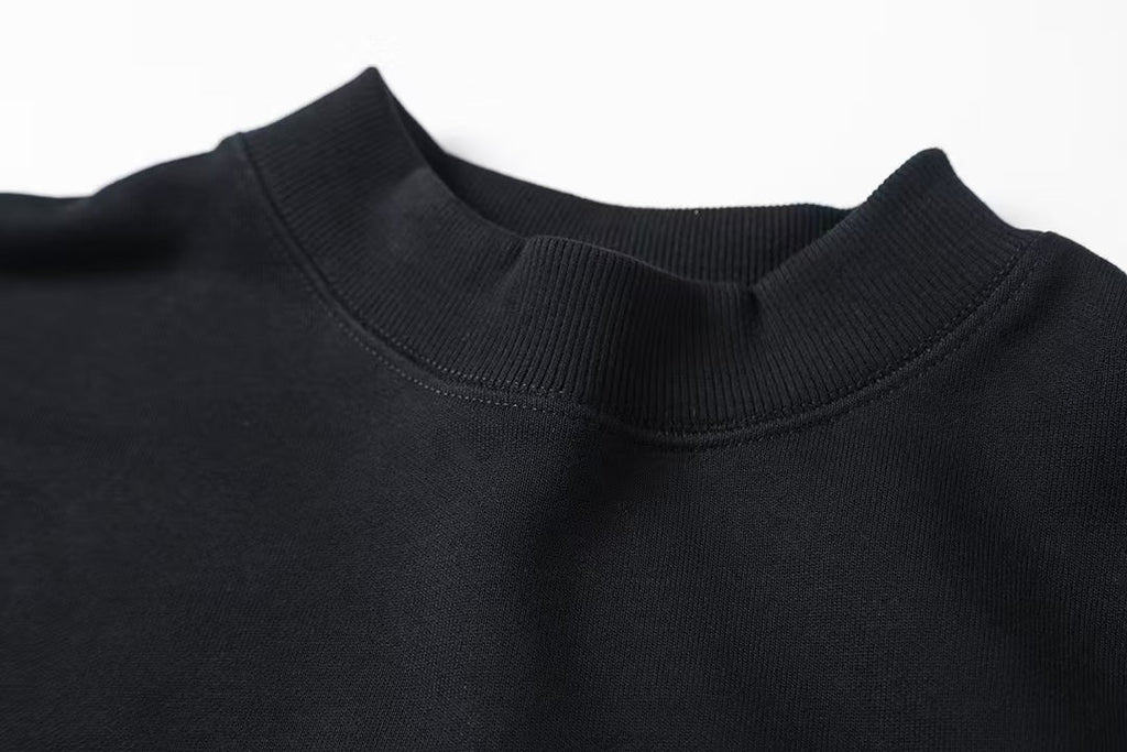 New printed bat sleeve round neck hoodie