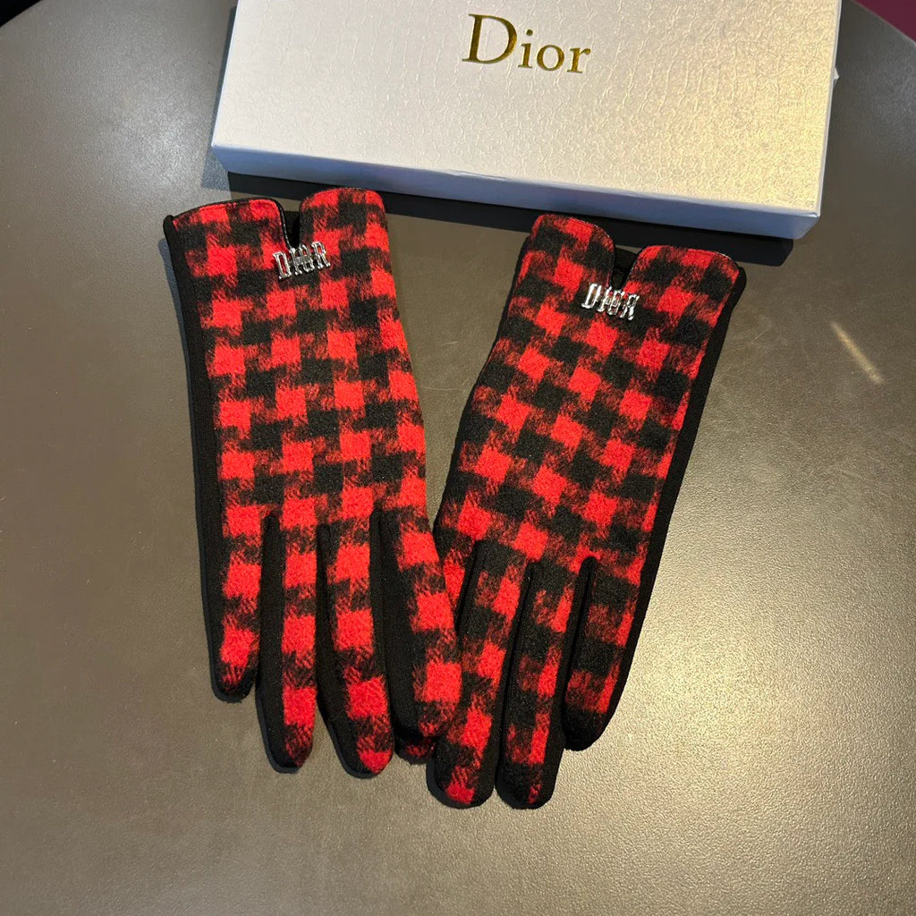 Thousand bird grid wool gloves