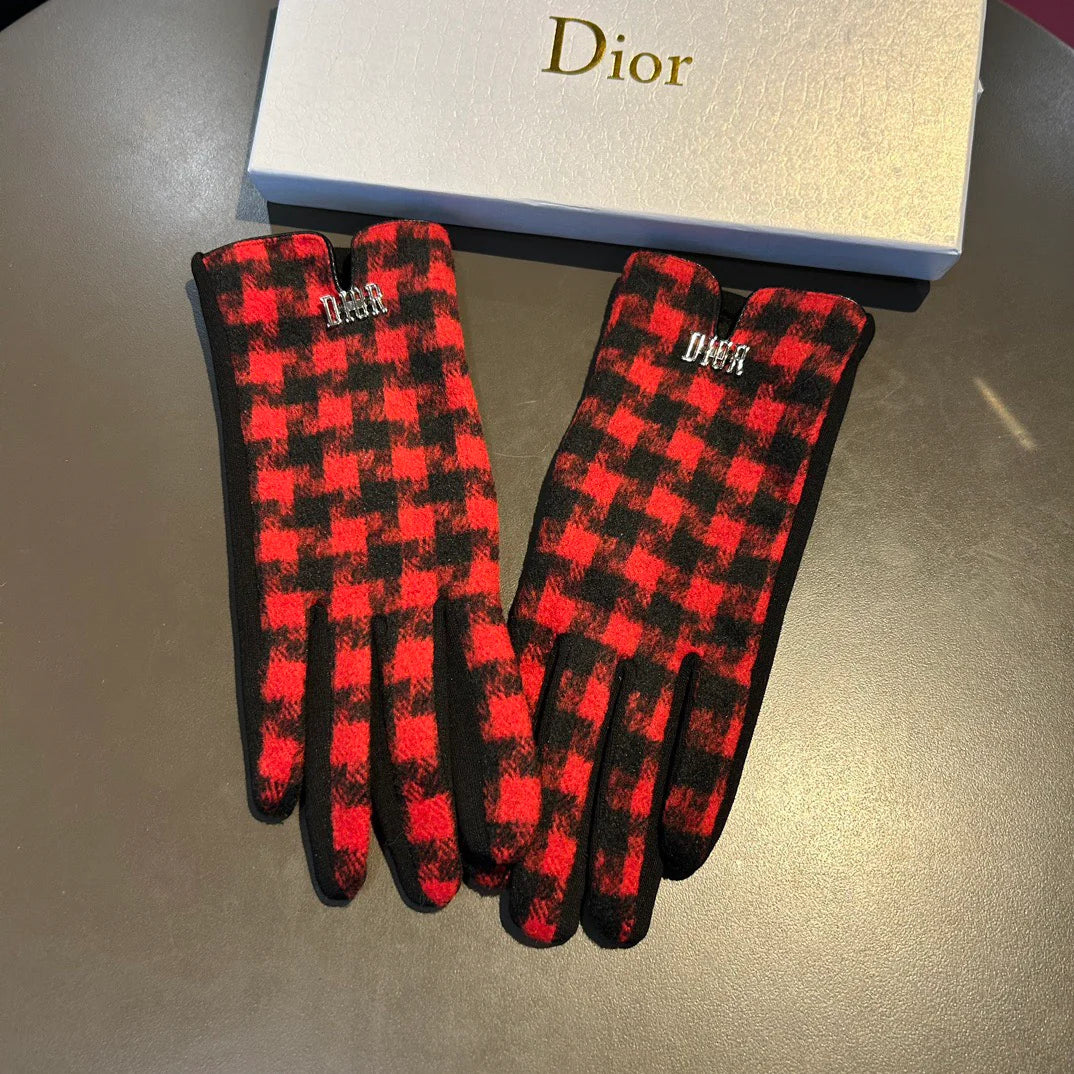 Thousand bird grid wool gloves