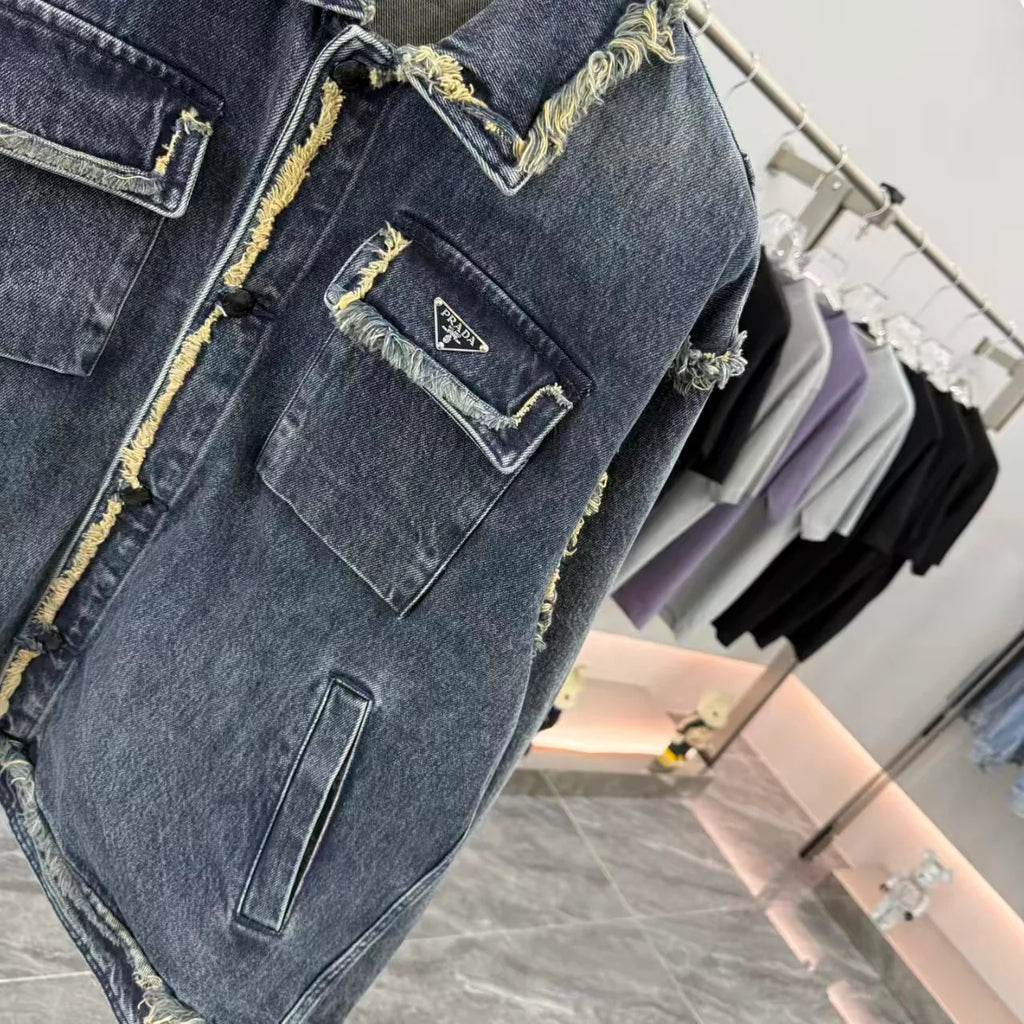 New tassel worn denim jacket