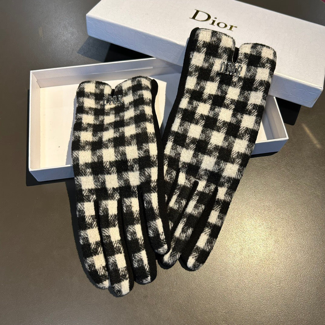 Thousand bird grid wool gloves
