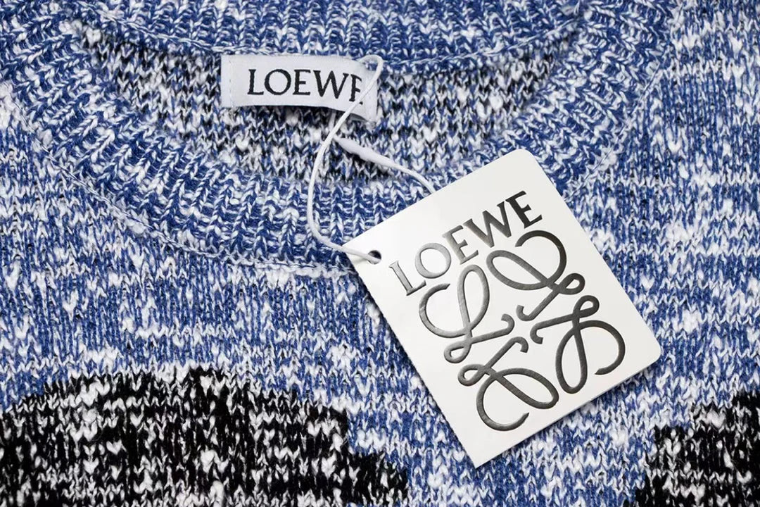 Round neck classic jacquard large logo sweater