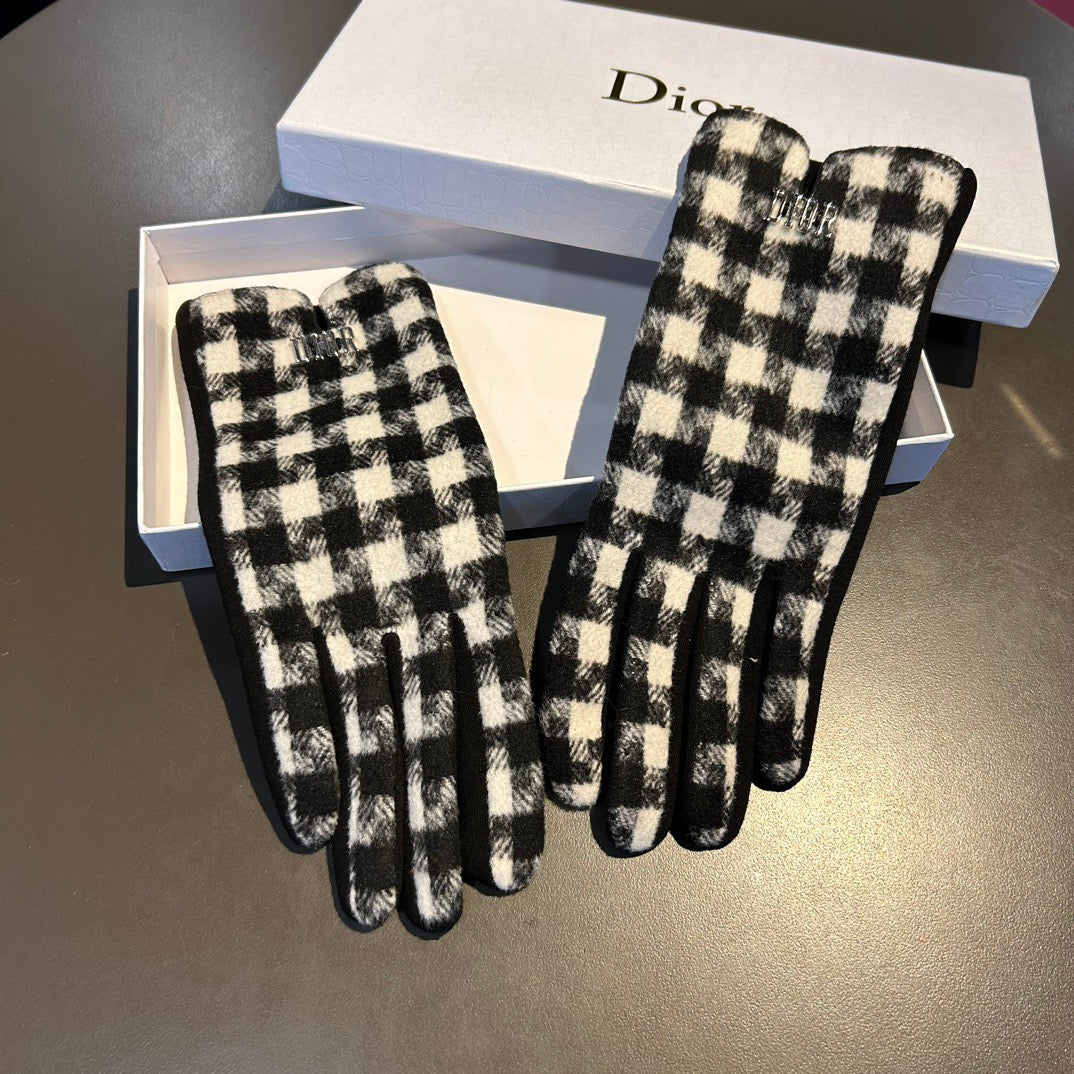 Thousand bird grid wool gloves