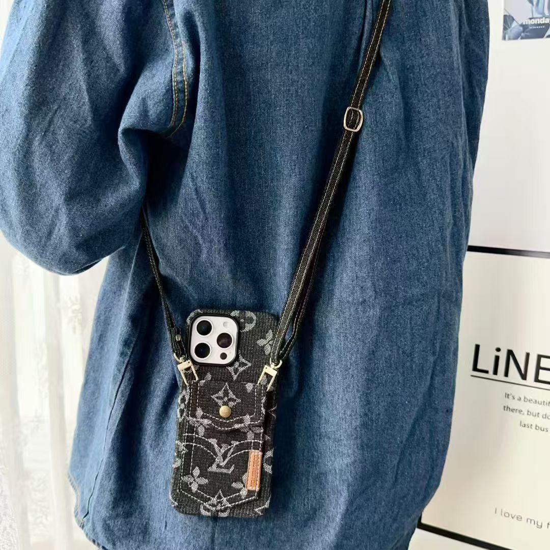 Casual denim card bag phone case