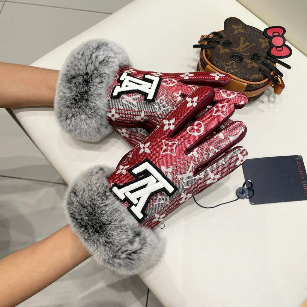 Gradient Lazy Rabbit Hair New Product Cloth with Leather Gloves
