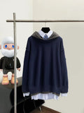 Three layer splicing fake two-piece shirt and hoodie