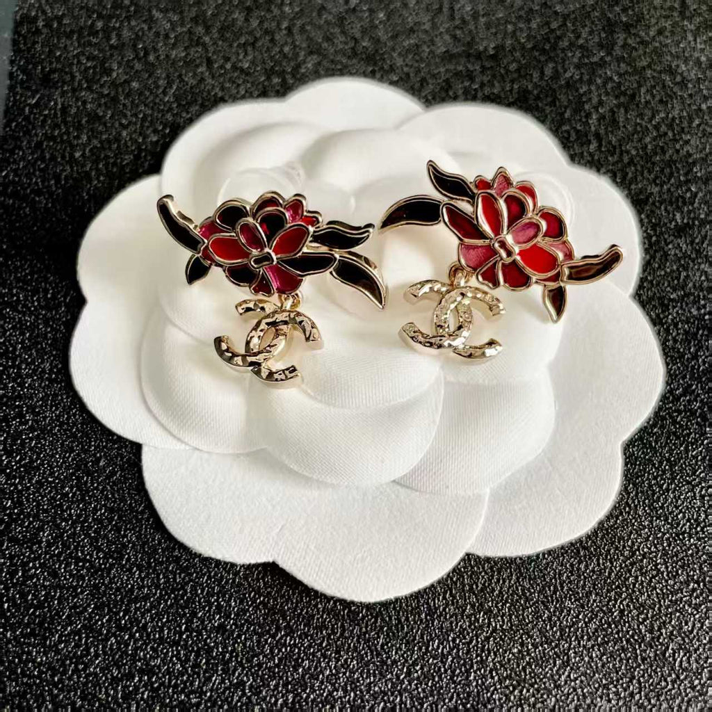 New Red Flower Ear Nails