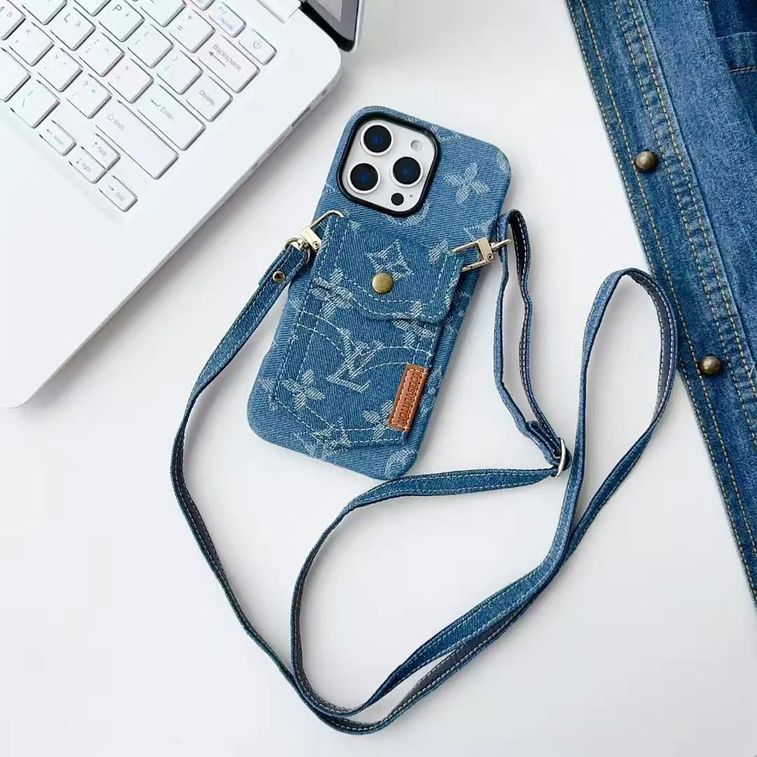 Casual denim card bag phone case
