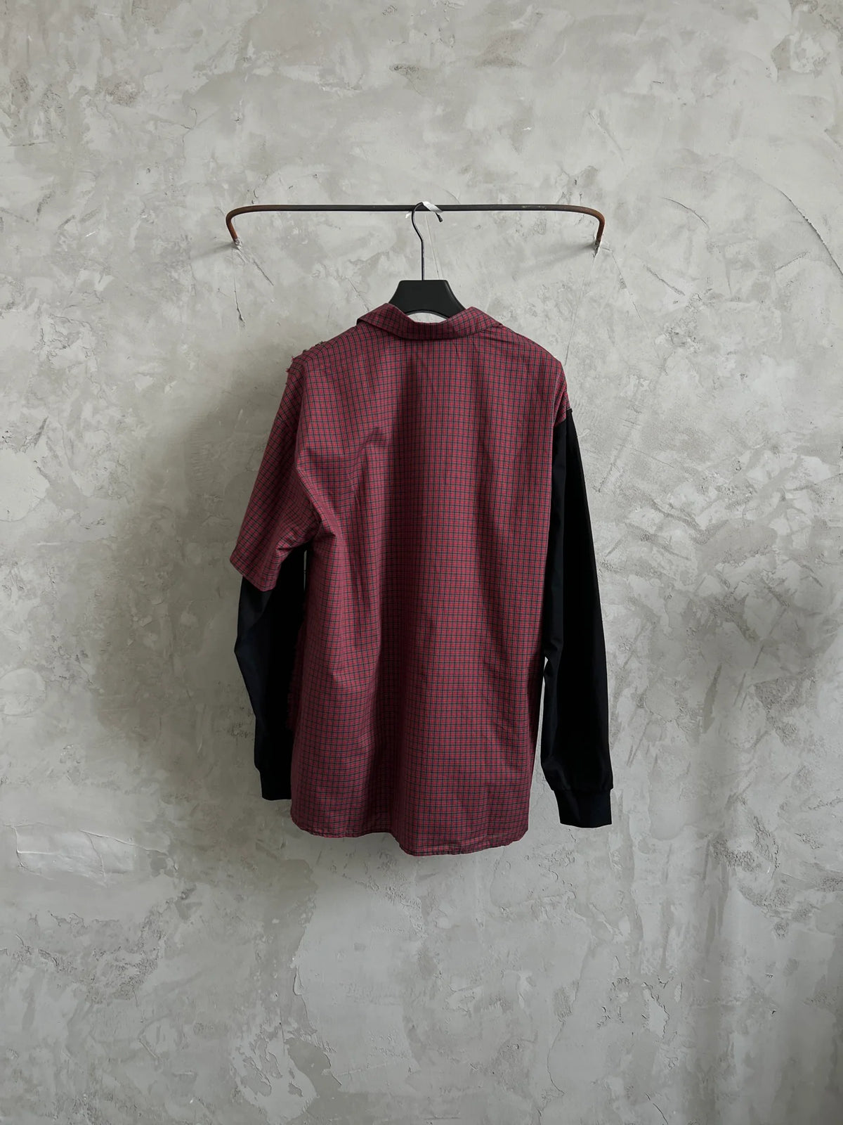 New fake two-piece checkered shirt with spliced long sleeves