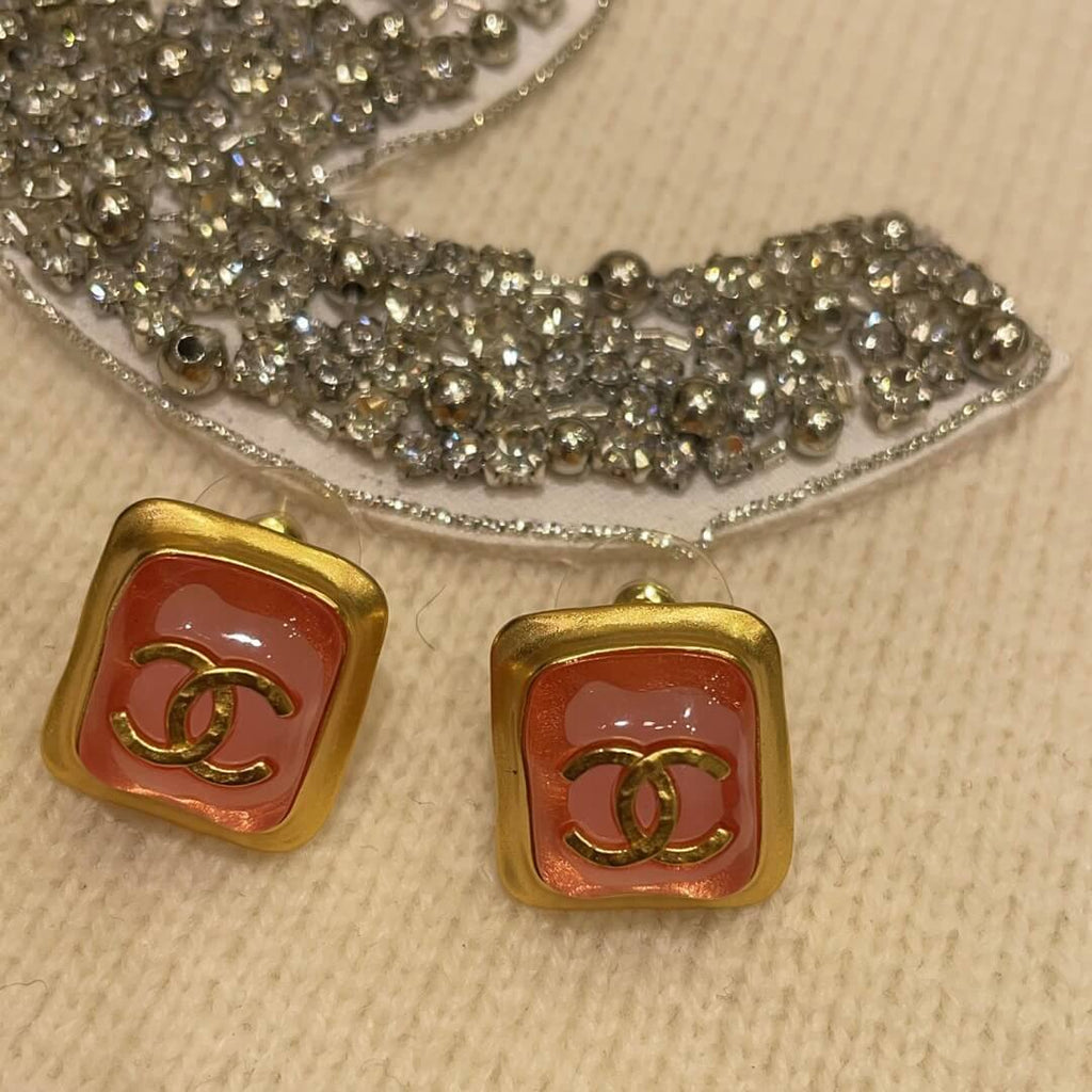 Vintage Rose Gold Square Stud Earrings