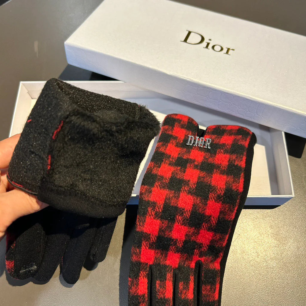 Thousand bird grid wool gloves