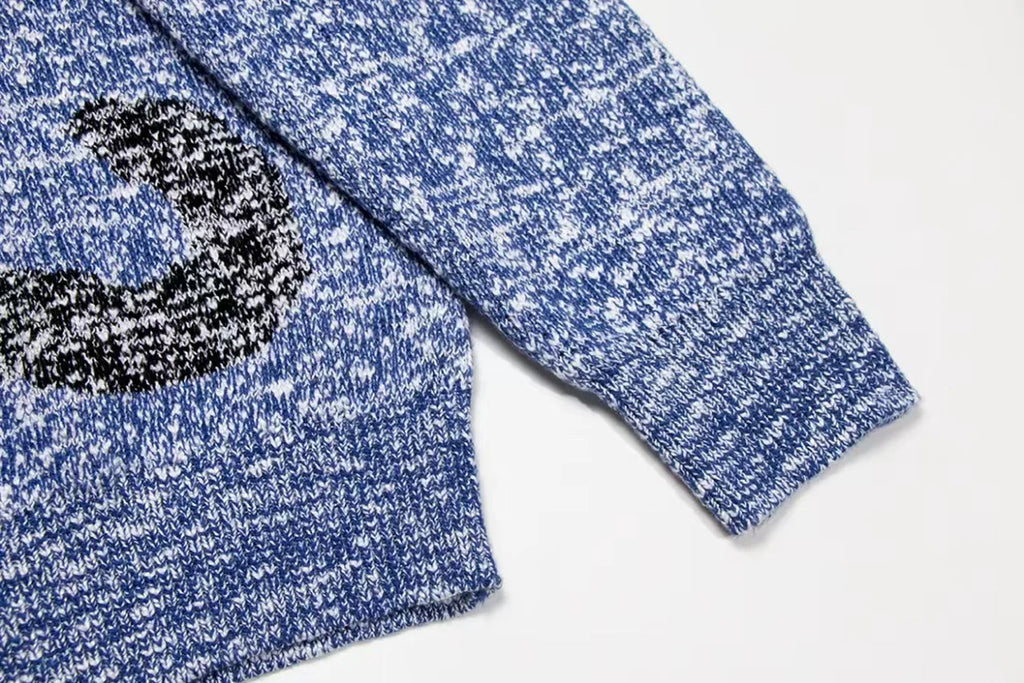 Round neck classic jacquard large logo sweater