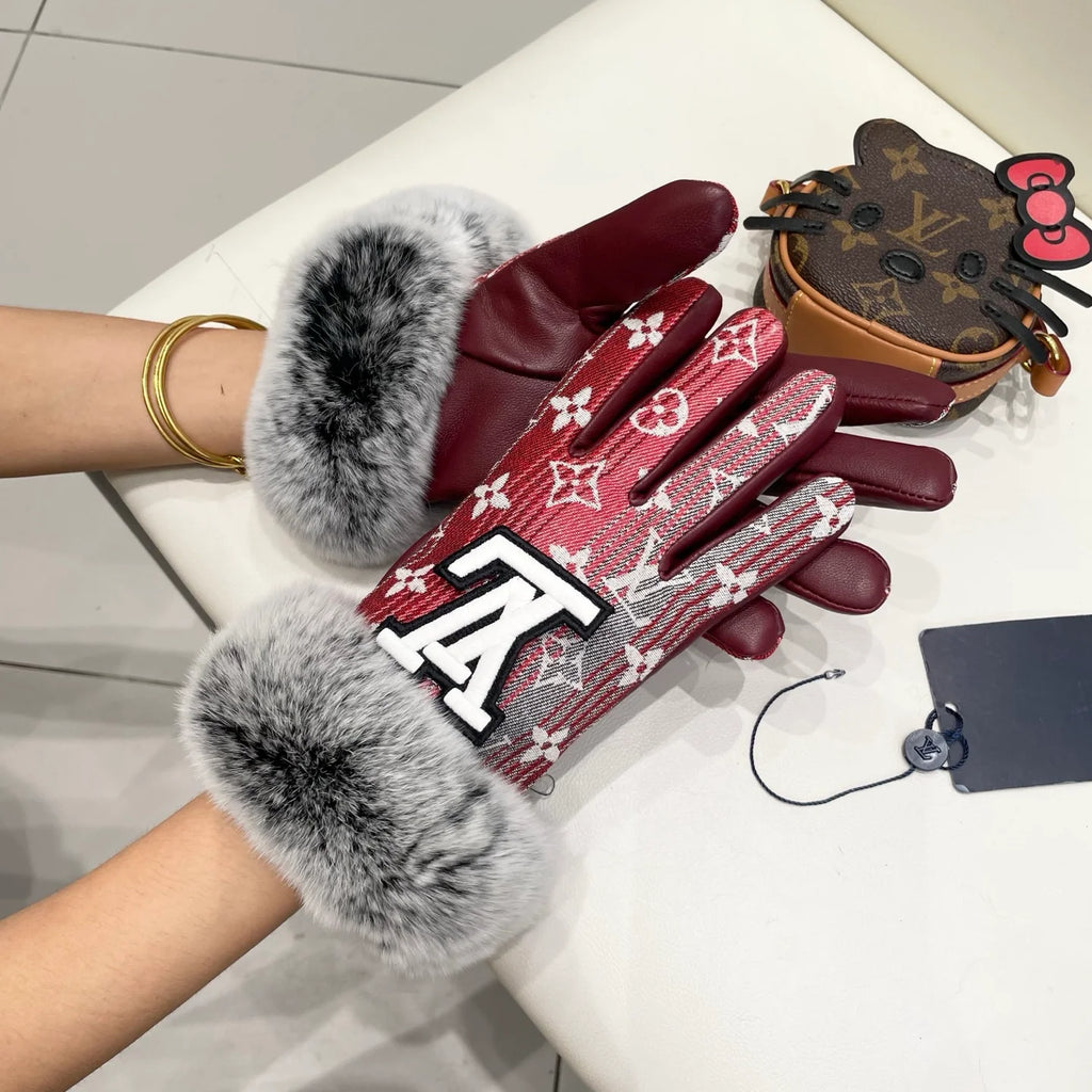 Gradient Lazy Rabbit Hair New Product Cloth with Leather Gloves