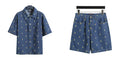 Full embroidered denim suit