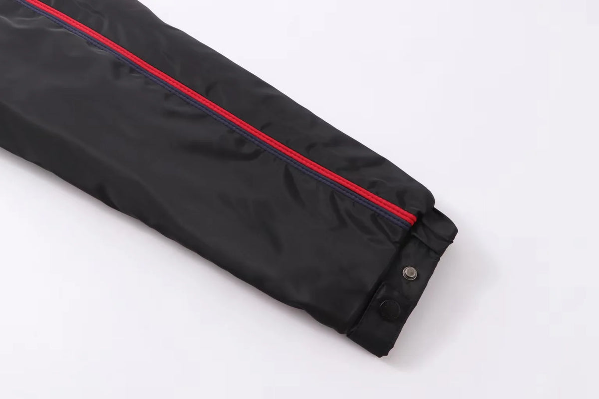 New ribbon splicing hooded jacket