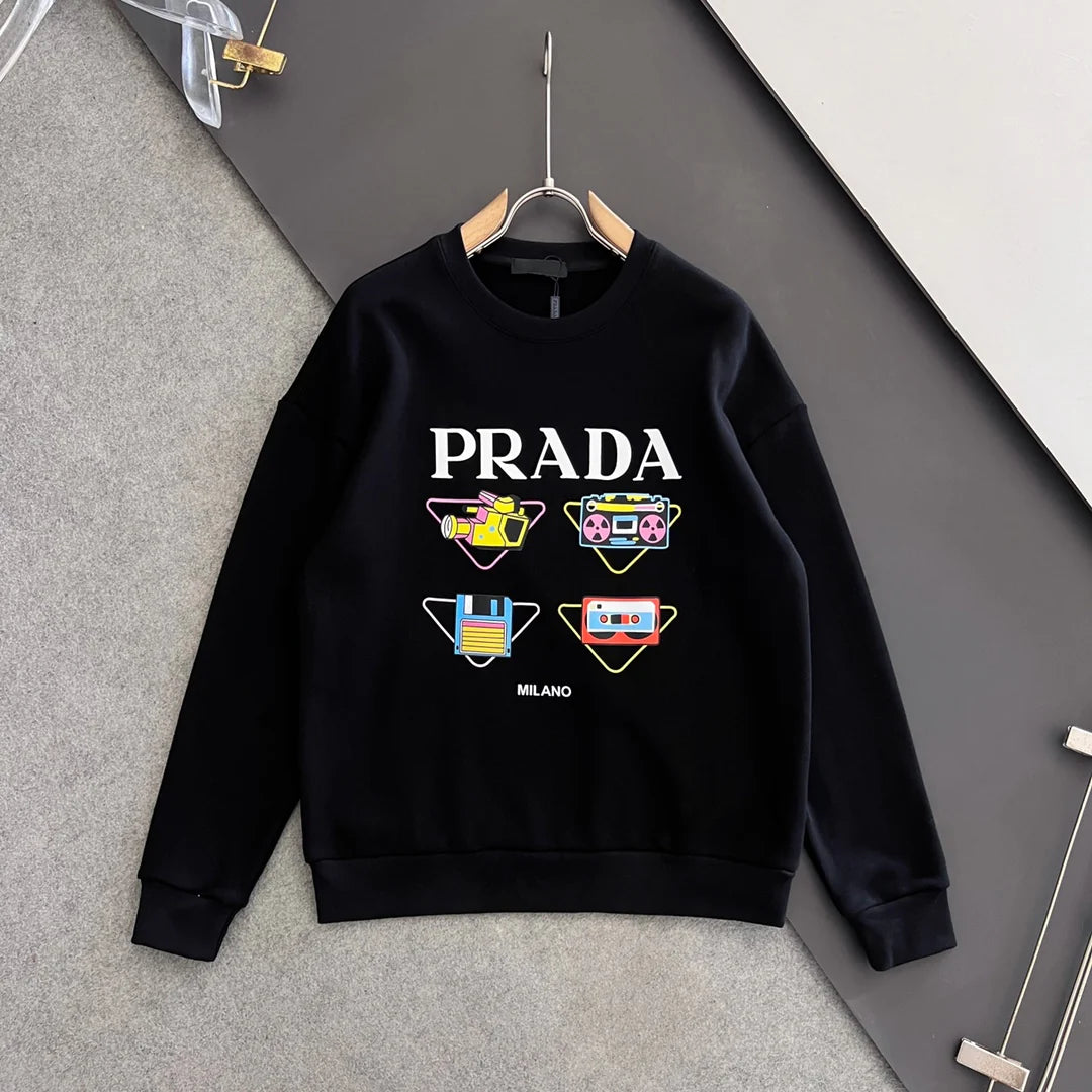 New printed pullover round neck hoodie