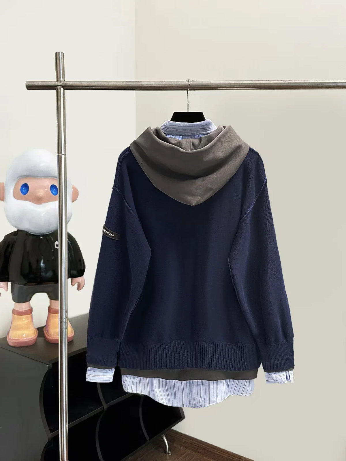 Three layer splicing fake two-piece shirt and hoodie